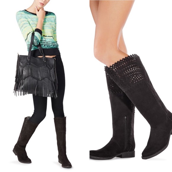 JustFab Shoes - Just Fab Black Reba Knee High Boots